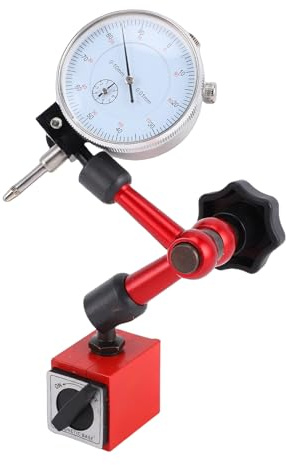 Fesjoy Mini Flexibel Magnetisk Bashållare Bracket Verktygssats med 0,01 Mm Noggrannhetsindikator för Mätning Av Arbetsstycke Utrustning Kalibrering Metall Röd Silver 2 Delar Set (2)