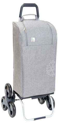 SIDEBAG® Chariot de Course Pliable 47L - Caddie Marché Sac Complet Amovible Imperméable Isotherme Grande Capacité - Charge Max 30kg (Gris, 6 Roues Monte escalier)