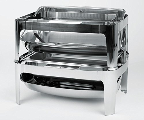 APS 12350 Chafing Dish ELITE, mit Rolltopdeckel, 2 Brennpastenbehälter, Vorrichtung für Heizelement, Speisebehälter GN 1/1 (65 mm tief), 9 Liter, 67 x 47 x 45 m, Edelstahl