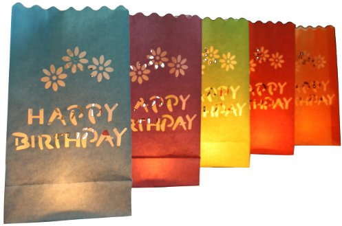 Night Sky Lanterns Lichttüten, Happy Birthday, 10 Stück, farbig sortiert