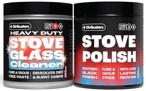 Dirtbusters Stove Glass Cleaner & Stove Polish Kit, Non Toxic Heavy Duty Cleaning & Restore Protection, For All Log Burner, Stove, Hearths & Fireplace