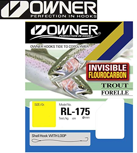 Owner Forellehaken Fluorocarbon blau 60cm - 7 gebundene Angelhaken, Gr./Durchmesser/Tragkraft:Gr. 6/6.9kg /0.28mm