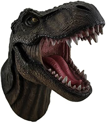 DWK T-Rex Dinosaur Head Wall Sculpture, 15.5 Inch Snarling Bust
