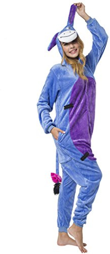 Katara 1744 Kigurumi Unisex Adulti Costume Animale Pigiama intero Carnevale, Asino, 155-165cm