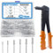 BESTYCHAO Kit de pistolet à riveter, riveteuse manuelle avec 160 rivets pop 2,4 mm, 3,2 mm, 4 mm, 4,8 mm, outil de rivetage pour automobile et médical