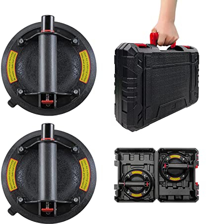 Ventouse Carrelage 2 Pièces 8 Ventouse Vitre Professionnelle avec Boîte à Outils Portable,ventouse de levage carrelage,Ventouse à Vide Pour soulever de Vitre,Plaques,Carrelage,Meubles,Charge 220 KG