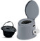 Crystals 6L Compact Portable Camping Toilet, Potty Loo with Washable Basket and Toilet Roll Holder for Pool Party Camping Caravan Picnic & Festivals, Grey