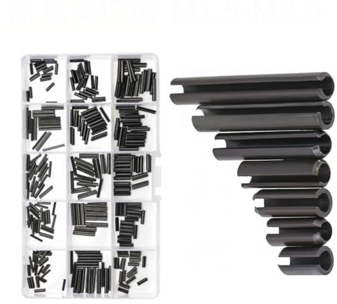 INGJIA 300 Pièces Assortiment de Goupilles élastiques, Goupilles élastiques de Sûreté en Acier au Manganèse - M1.5/M2/M2.5/M3/M4/M5/M6