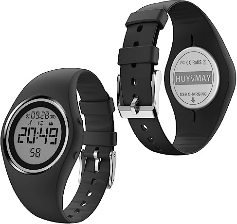 HUYVMAY Reloj podómetro de fitness sin aplicación ni teléfono móvil, IP68 resistente al agua, reloj digital con 2 despertadores, cronómetro, cuenta regresiva, contador de distancia, contador de