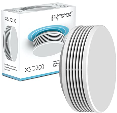 Pyrexx PX-1 Détecteur de fumée - 1-10 Ans de Batterie avec Support magnétique sans perçage et clignotement des LED, Certifié Selon Q-Label, Noir