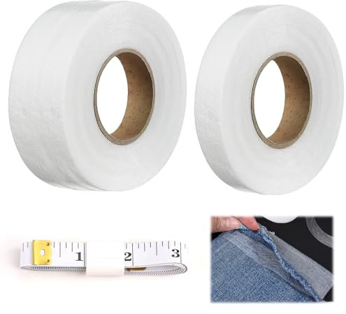 Set de 2 Bandes Thermocollantes pour Ourlets, 20 mm x 50 m et 60 mm x 50 m – Aucun besoin de couture – Idéal pour vêtements, rideaux, jeans, pantalons, cols, et projets de bricolage – Avec mètre ruban