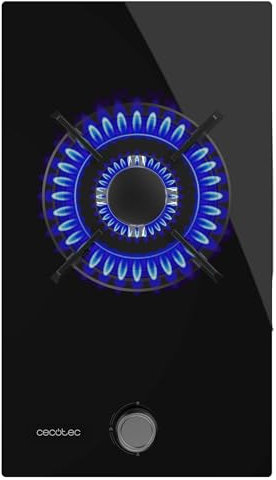 Cecotec Plaque de Gaz Butane et Naturel 1 Feu Bolero Squad G 1200S Glass Black. 3500 W, Verre Noir, Grilles Individuelles en Fonte, WOK Triple Couronne, Allumage Électrique, Système de Sécurité