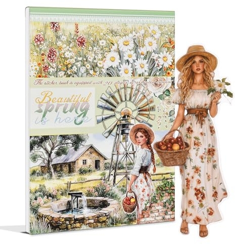 Snylcce Vacker Spring is Here Tema Klistermärke Scrapbooking Tillbehör för Skräp Journal, 20 ark PET-klistermärken - Vintage journalföring Klistermärke Ephemera Klistermärke Bok Förklippt, Skräp