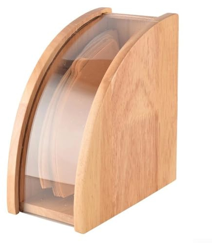 Caja de almacenamiento de filtro de café de madera, soporte de filtro de café en forma de abanico, estructura compacta, diseño abierto que proporciona un lugar de almacenamiento resistente