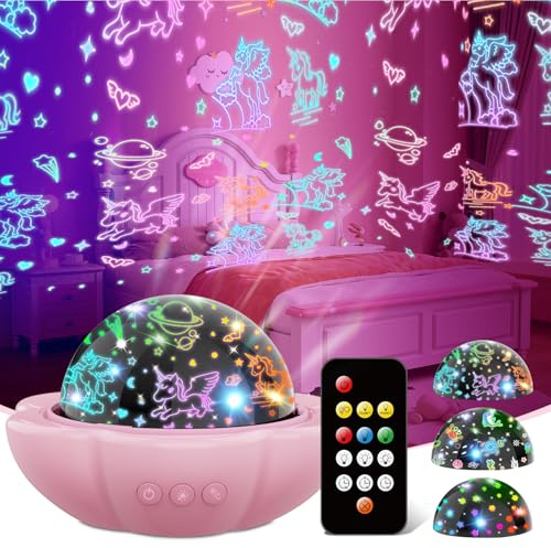 Toys for 1-10 Year Old Girls,Unicorn Gifts for Girls Night Light Projector for Kids Toddler Kids Toys Age 1-10 Xmas Stocking Fillers 1-10 Year Old Gifts
