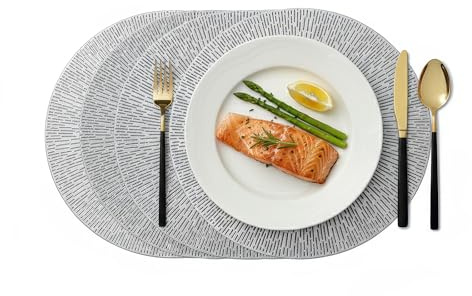 Komforbaa Tovaglietta Lavabili 38x38cm, sottopiatti Individuali Set da 4 pezzi, Resistenti al Calore tovagliette colazione Argento