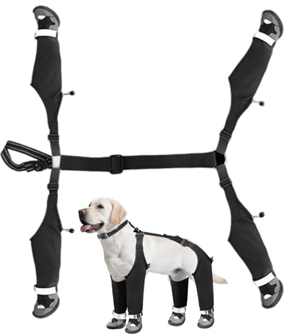 Hunde Pfotenschutz Gamaschen - Wetterfeste Hundeschuhe Outdoor | Reflektierende Schneestiefel Aus Baumwolle Mit Verstellriemen Für Wandern Spaziergänge Wintereinsatz