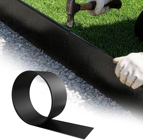 UISEBRT 20 m gräskanter galvaniserad metall, 15 cm hög – flexibel rabattinfattning, klippkant eller trädring, med tänder och vikning, perfekt för trädgårdsbegränsningar, hållbar och lätt att