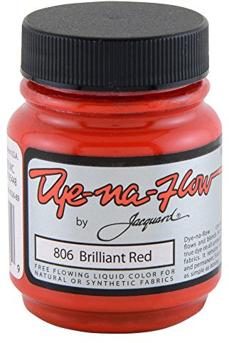 Jacquard Dye-Na-Flow Liquid Fabric Paint, Brilliant Red, Versatile Textile Colour on Silk Cotton and Synthetic Fibres, Permanent Heat Set Art Ink for Crafts, 66ml (2.25oz)