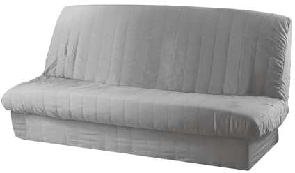 Douceur D'Interieur Click Clack Cover Quilted with Base Band Plain Polyester Essentiel Gris