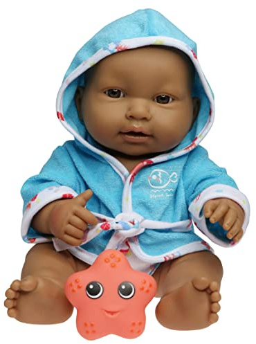 JC Toys Bath Time Gift Set Featuring Adorable Hispanic Lots to Love Babies 14 All Vinyl Washable Dolls Dressed in Hooded Bathrobe and Diaper, Includes Pacifier and Bath Friend