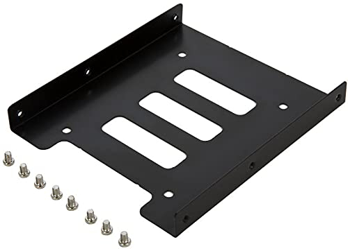 Metal 2.5 To 3.5 Hard Drive Mounting Adapter / Bracket / Holder Kit – For SSD / HDD - Mounting Screws Included - Black