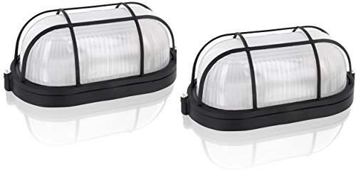 Lot de 2 – Sauna Lampe Cave Bulk Head E27 IP54 Noir – Boîtier en aluminium avec couvercle en verre