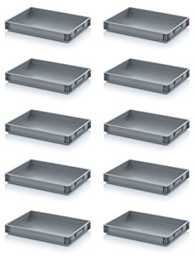 Auer Packaging 10x Eurobehälter-Eurobox 60 x 40 x 7,5 cm inkl. gratis Zollstock * 10er Set
