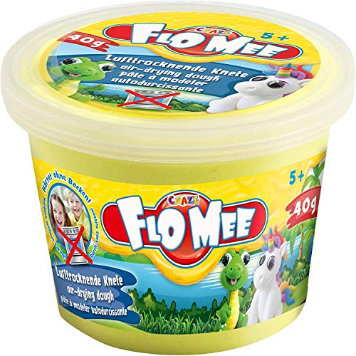 CRAZE FloMee Modellier-Masse Kugelknete buntfarben Knete trocknet ohne Backen Wasserbasis Kinderknete in 40 g Dose 15780