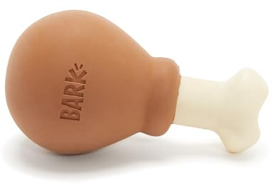 Bark Dog Toy Super Chewer Turkey Drumstick - Small, Chicken Scented Naural Rubber, Easy to Grip & Chew, Built to Last
