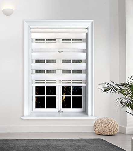 Lister Cartwright Premium Quality Zebra Day Blind & Night Blind Roller Blinds fashionable, White 150 x 165 cm