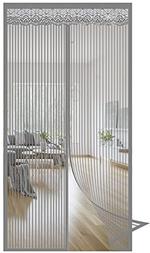 Magnetic Fly Insect Screen Door, 100x200cm Mosquito Bug Protection Magnetic Curtain Lets Fresh Air in, for Kitchen/Bedroom/Air Conditioner Room, Gray A