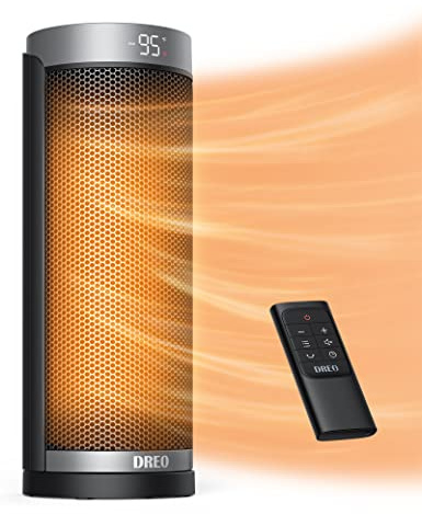 Dreo Space Heaters for Indoor Use, Electric Heater with Remote for Bedroom Large Room, 16 inch Upgraded 1500W Fast Heating with Thermostat, Overheating & Tip-Over Protection, 70°Oscillating, Portable