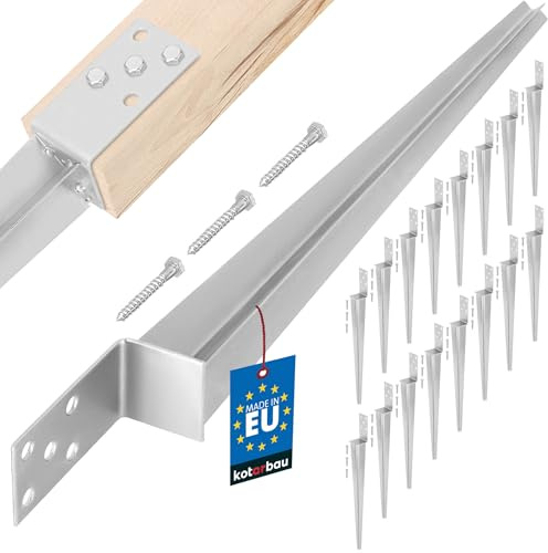 KOTARBAU® 16 Pezzi Supporto per Palo - Acciaio Zincato - 600 mm - Argento - 60 x 110 mm - Supporti per Pali in Legno - Staffe Per Pali In Legno - Supporto Palo Recinzione - Resistente alla Corrosione