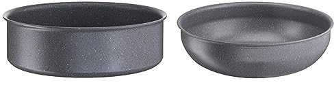 Tefal Ingenio Natural Force Sauteuse 24 cm, Empilable, Antiadhésive, Induction, Fabriqué en France L3963502 & Ingenio Natural Force Poêle Wok 26 cm, Noir, Empilable, Antiadhésive