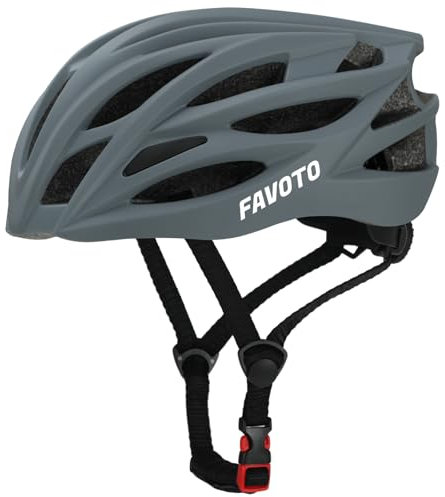 Favoto Bike Helmet for Adults Lightweight Bicycle Helmet for Men Women Adjustable Road Mountain Cycling Helmet Safety Protection Size 59-61cm Matte Gray