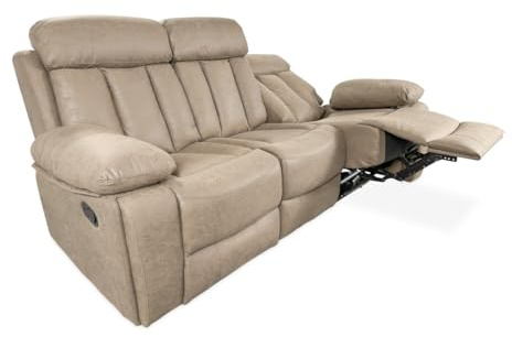 Homey - Divano a 3 posti con funzione relax, modello avana con reclinazione manuale di schienale e poggiapiedi su 2 sedili laterali, 206 cm (larghezza) x 103,5 cm (altezza). x 93 cm (profondità),