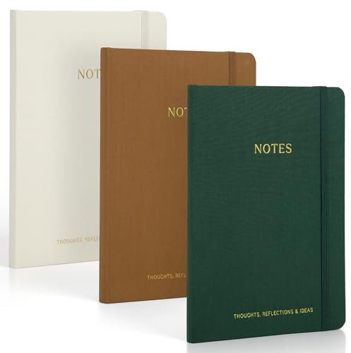 ZICOTO Aesthetic Journal Set Of 3 - Premium Linen Cover, College Ruled 8x5.7 Notebooks With Large Pockets - Ideal For Staying Organized At Work Or School
