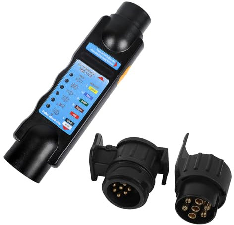 Yuanjoy 7/13 polos dispositivo de prueba de enganche de remolque 7 pines enchufe de remolque RV probador de vehículos de 12 V con adaptador de 13 a 7 polos y de 7 a 13 polos