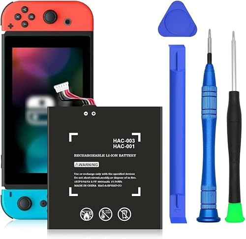 Akku für HAC-003, Aufgerüsteter 4800mAh Super hohe Kapazität Li-Ion Ersatzakku Kompatibel mit Nintendo Switch 2017 HAC-001, HAC-A-BPHAT-C0 HAC-S-JP Spielekonsole Akku mit DIY Reparieren Werkzeugsatz