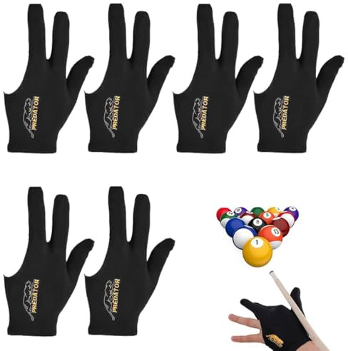 XPEX Guanti Biliardo, 3 Finger, Professionali Snooker, Unisex, Estensibili, Nero