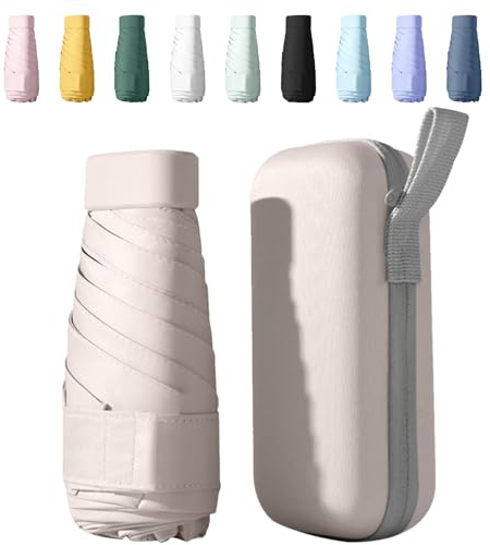 Sykerout Mini Regenschirm - Kompakter Faltbarer UV-Taschenschirm mit Etui für Reise