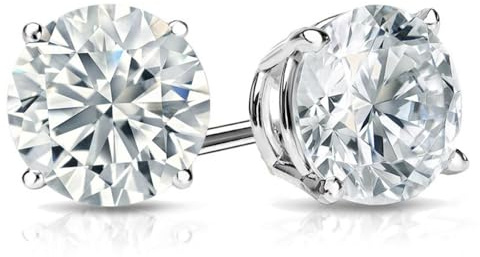 Belacqua 1/4 Carat Round Lab Grown Diamond Stud Earrings in 14K White Gold, Push Back, F Color, VS Clarity, 4 Prong Setting, Jewelry for Women, Gift Box Included