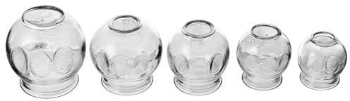 ibasenice 5 pièces Kit de Ventouses Verre Épaissi pour Thérapie par Succion Forte Adsorption Usage Familial et