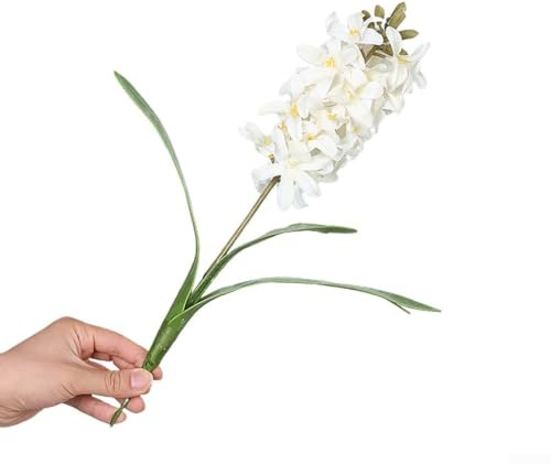 Realistiska konstgjorda hyacintvioletta blommor för bröllopsdekorationer, hem, trädgård, hotell, butiksvisning och restaurangförbättring (vit)