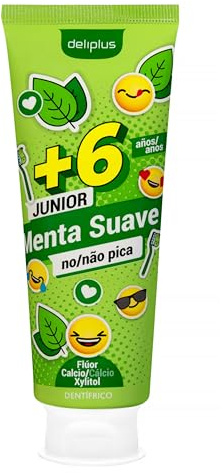 Dentifricio per bambini con fluoro + 6 anni, aroma menta morbido, tubo da 75 ml