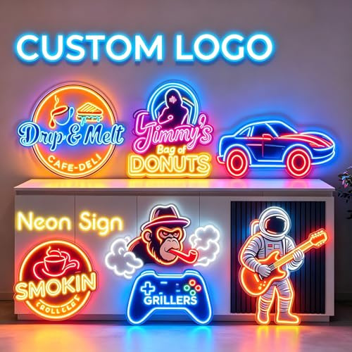 Custom Neon Sign Logo, Personalized UV Printed LED Neon Light | Customizable for Business Home Decor Bar Salon Party Office Birthday Wedding Shop Name Sign, Images Neon Lighting Customized