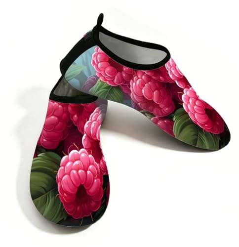 Mexpekil Strand-Wasserschuhe für Damen und Herren, rutschfeste Barfuß-Schwimmschuhe, schnell trocknend, Aqua-Socken, atmungsaktive Wassersocken für Pool, Surfen, Himbeerfrucht, 39/40 EU