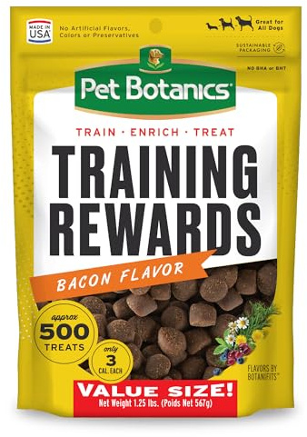 Pet Botanics 20 oz. Pouch Training Rewards Soft & Chewy, Bacon Flavor, with 500 Treats Per Bag, The Choice of Top Trainers