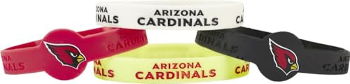 aminco unisex NFL Team Logo Silicone Rubber Wrist Band Set of 4 sports fan bracelets, Team Colors, One Size US